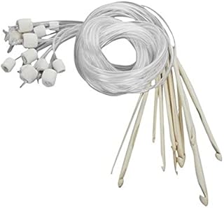 BDHI 120cm Tunisian Crochet Hooks Set Bamboo Wood Beginners Adults Plastic Cable for Knitting Yarn Weave Craft and Crocheting Projects(Y74-1) (01)