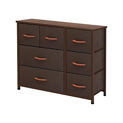 AZL1 Life Concept Dresser Storage Furniture Organizer-Large Standing Unit for Bedroom, Office, Entryway, Living Room and Closet-7 Removable Fabric Drawers, Engineered Wood Metal, Coffee Cover