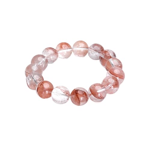 Bracelet quartz rose de l'Himalaya 12 mm contre le stress, bijou élastique réglable P27-P