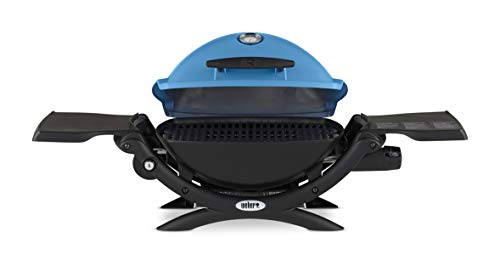 Image of Weber Q1200 Liquid Propane Portable Gas Grill, Blue - 1‑Burner Travel and Camping Grill with Cast‑Iron Grates & Electronic Ignition (8,500 BTU Burner)