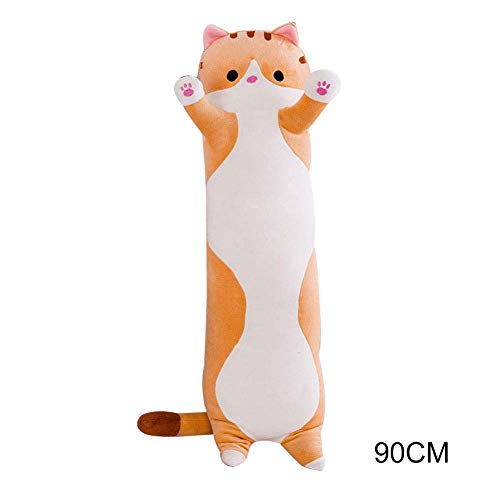 Lumon Addormentato Gatto Abbraccio Cuscino, Carino Peluche Gatto Bambola Morbido Imbottita Gattino Cuscino, Bambola Giocattolo Regalo Gatto Orsacchiotto Peluche Animale Giocattoli per Bambini Ragazza