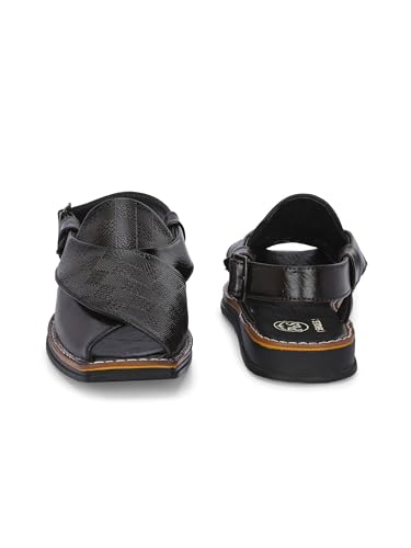 Image of POS Men's Ethnic Synthetic Leather Peshawari Slip On Sandal | Shoes for Wedding|Party|Occasions|Fashion|Stylish|Outdoor|Lightweight|Shoes with TPR Sole