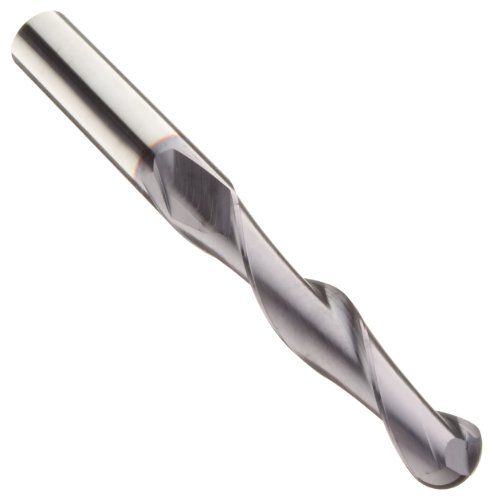 Image of Precision Twist EB6302V Carbide Ball Nose End Mill, Long Reach, TiAlN Multilayer Finish, 30 Deg Helix, 2 Flutes, 6 inch Overall Length, 1 inch Cutting Diameter, 1 inch Shank Diameter