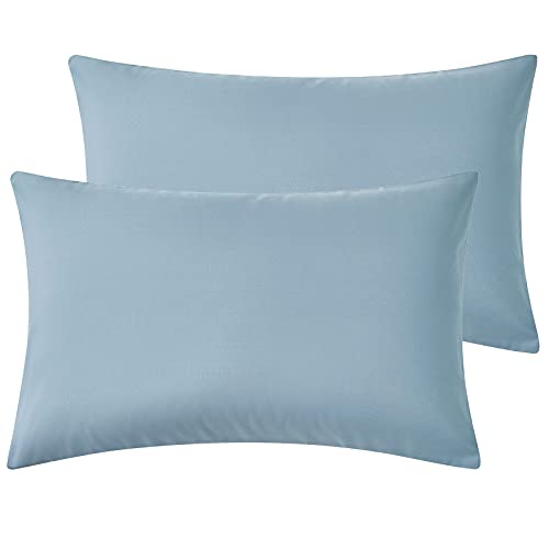 Hansleep Funda de Almohada 50x70cm de Microfibra - Juego de 2 Fundas de Almohadas 70x50cm - Fundas de Cojines de Calidad con una Suavidad Incomparable Gris Azul