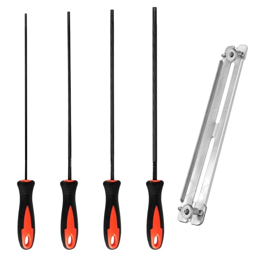 MumdoYAL 4 piezas afilador de cadenas de motosierra con asa, lima para afilar cadena motosierra 3,2mm, 4,0 mm, 4,8 mm, 5,5 mm, para aficionados al bricolaje y profesionales