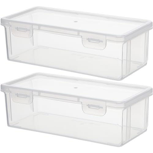 Cabilock Transparent Bread Box Set of 2, Plastic Bread Container, Airtight Kitchen Countertop Organizer for Toast and Cereal, 7.48 X 3.74 X 2.36 Inch