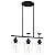 Pandaluna 3-Light Pendant Lights Kitchen Island Lighting Fixtures Black Linear Chandelier Dining Room Light Fixture Ceiling Hanging Modern Kitchen Chandeliers Over Table with Clear Glass Shades