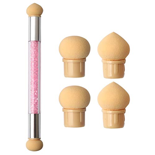 Nail Art Brosse Éponge, Double Tête Éponge Brosse à Ongles Dégradé Nail Art Brosse pour DIY (avec 4 éponge tête remplacement) Cover