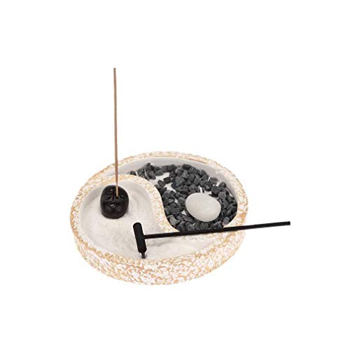 lachineuse – Asiatischer Zen-Garten – Weisheit von Yin und Yang – japanischer Räucherstäbchenhalter – Zen-Dekoration – Miniaturgarten mit Sand – Innenbüro – asiatische Deko-Geschenkidee