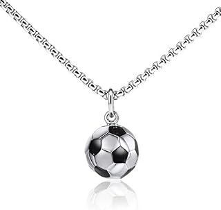 Create idea Soccer Charm Necklace, Stainless Steel for Boy Girl Sportsman Men Women Unisex Jewelry Unique Gift- 60cm/23.6 Inch