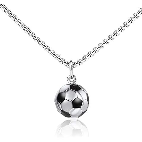 Create idea Soccer Charm Necklace, Stainless Steel for Boy Girl Sportsman Men Women Unisex Jewelry Unique Gift- 60cm/23.6 Inch Cover