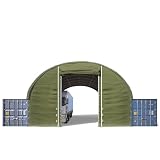 TOOLPORT Parete frontale per copertura container 10m di larghezza – telone PRIMEtex 2300 in PVC, verde scuro, con ingresso a pacchetto