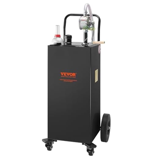 VEVOR Fuel Caddy, 35 Gallon, Gas Storage Tank on 4 Wheels, with Manuel Transfer Pump, Gasoline Diesel Fuel Container for Cars, Lawn Mowers, ATVs, Boats, More, Black