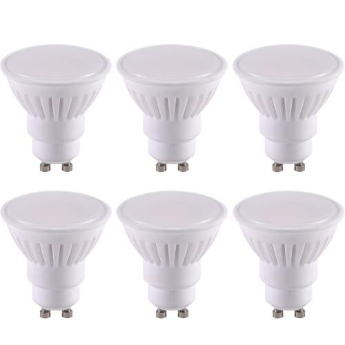 WULUN GU10 - Bombilla LED de 9 W, base de cerámica, equivalente a 80 W, lámpara halógena, 1000 lm, blanco frío, 6000 K, CA 85 V - 265 V, 110 °, ángulo de haz, superficie blanca crema, no regulable, 6