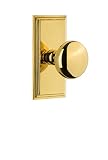 Grandeur 825322 Carre Plate Privacy with Fifth Avenue Knob in Polished Brass, Privacy - 2.75