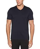Perry Ellis Men's Core V-Neck Pima Cotton T-shirt with Soft, Stretch Fabric, Eclipse, X-Large