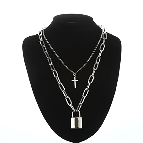 ZXCL Collier à chaîne de Verrouillage avec Pendentif Cadenas pour Femmes Hommes Punk Bijoux sur Les Accessoires du Cou