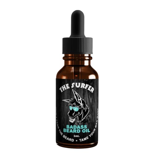 Image of Badass Beard Care Beard Oil For Men - Surfer Scent, 1 oz - Natural Ingredients, Keeps Beard and Mustache Full, Soft and Healthy, Reduce Itchy, Flaky Skin, Promote Healthy Growth