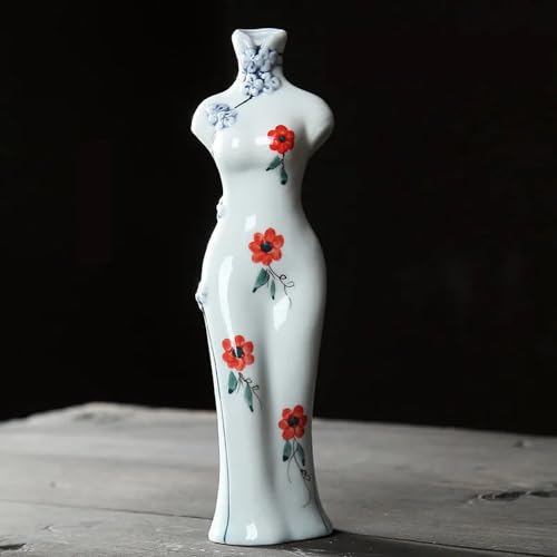 Ceramic Vase, Cheongsam Style Hand-Painted Vase for Home Office Party