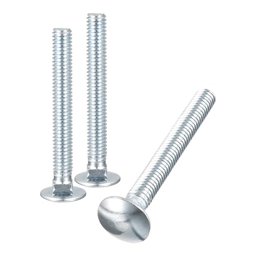 Image of uxcell 5 /16-18x2-1 /2 Carriage Bolt, 8pcs Round Head Square Neck Screws, Carbon Steel Zinc Plated, Fully Threaded, Silver