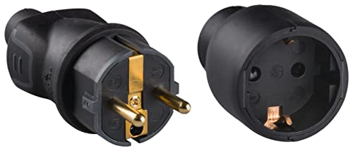 legrand 050196 Enchufe para Uso Profesional, 3680 W, 230 V, Negro + 050179 Base de Enchufe Móvil, 3680 W, 230 V, Negro Cover