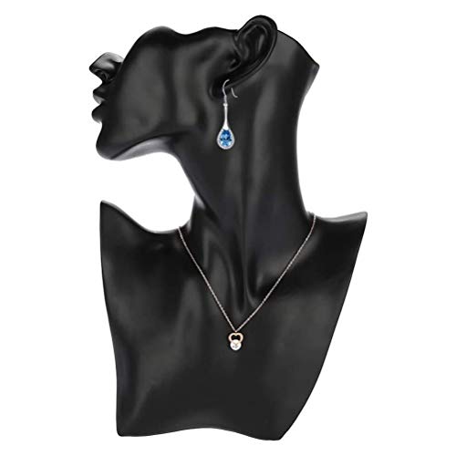 Yeglg Présentoir à bijoux en forme de tête de mannequin - Pour pendentifs, boucles d'oreilles, bijoux - Noir Cover