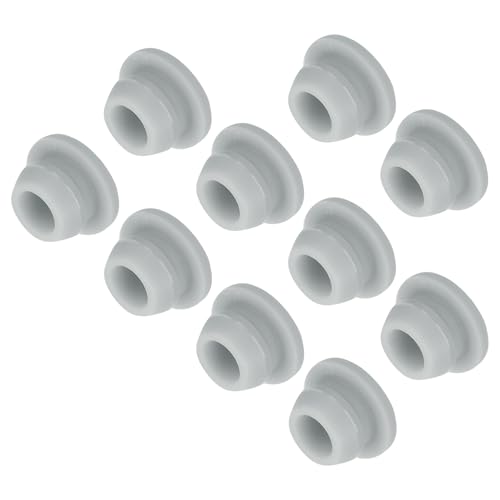 Image of MECCANIXITY 10pcs Silicone Snap in Locking Hole Plugs,7.5mm /0.3 Inch Mounting Diameter Narrow Groove Width 2mm Panel Seal Cover Round for Kitchen Bulkheads Waterproof Sealing Plugs Grey