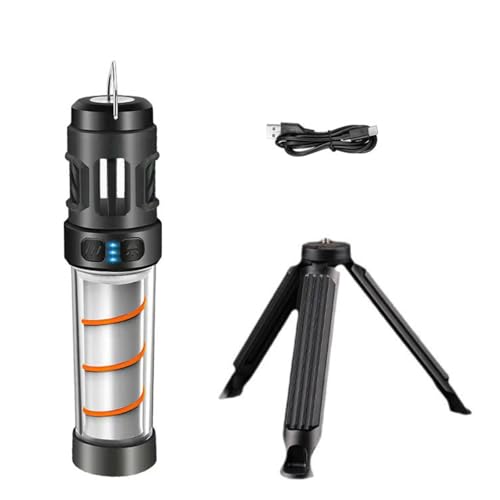 3-in-1 Repellent Camping Lantern & Flashlight with Dual-Zone Heating 6 Refill Pads 48H Magnetic Base USB-C Fast Charge IPX5 Waterproof for Outdoor Camping (Black)