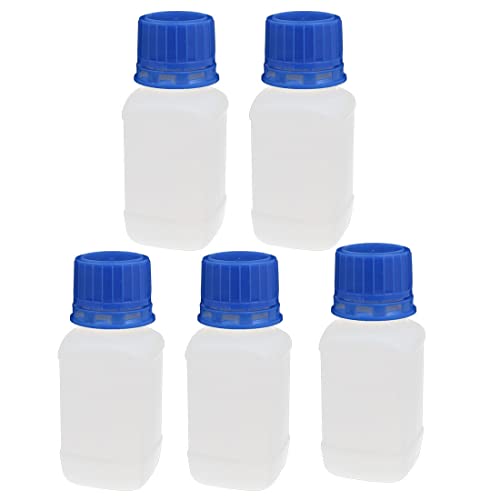 Tool parts 100ml Plastic Screw Cap Narrow Mouth Square Storage Bottle White 5pcs