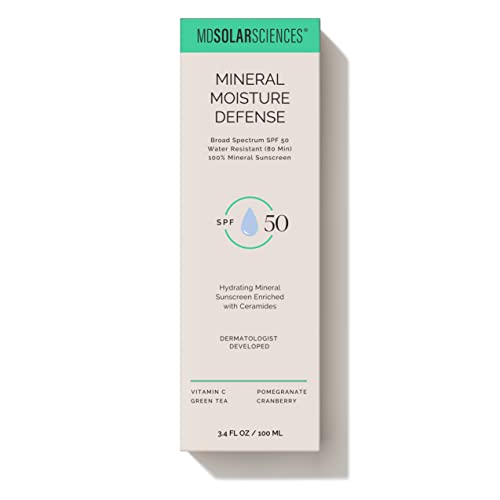 Mdsolarsciences Mineral Moisture Defense Spf 50 Sunscreen For Body And Face – Water-Resistant Broad-Spectrum Uv Protection – Zinc Oxide Cream, Helps Restore Skin’s Natural Moisture Barrier, 3.4 Fl Oz #TOP3