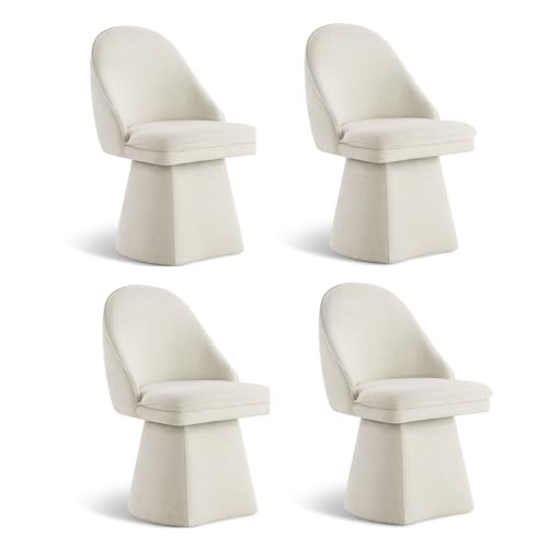 Image of KISLOT Swivel Dining Chairs Modern Desk Chair Upholstered Linen Fabric Side Chair for Kitchen Dining Room Bedroom,Linen,4 Box