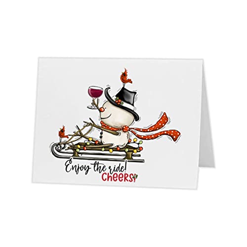 Christmas Cards Adorable Snowman Enjoy The Ride
