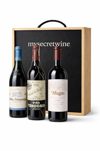 Pack Premium Rioja Reserva – Viña Ardanza + Viña Tondonia + Muga Selección Especial con Caja de Madera de Regalo | Estuche Gourmet 3 Botellas | Edición Especial