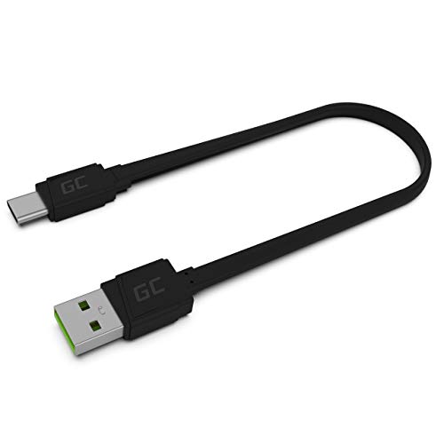 Green Cell Cavo USB-A - USB-C Tipo C 25cm Cavo di ricarica corto nero Compatibile con Samsung Galaxy S23 S22 S21 S20 Ultra S10 S9 S8+ | Note 20 10 9 8 | Huawei Honor | Telefoni Android