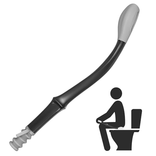 Comodo aiuto per la toilette: l'ausilio per il WC è composto da una testa in silicone, un pulsante di rilascio a molla avvolgere con silicone e un manico in plastica, facile da usare e pulire, morbido e confortevole, liscio e durevole