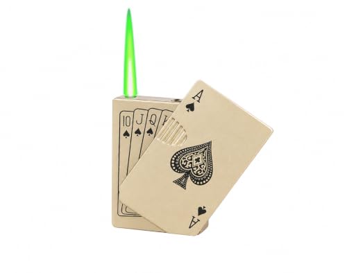 Image of Refillable Small Pocket Cigarette Lighter Metal Body Fuel Lighter Without Fuel Fill The Lighter with Oil Fuel for Outdoor Travel Utility Use (Poker Golden)
