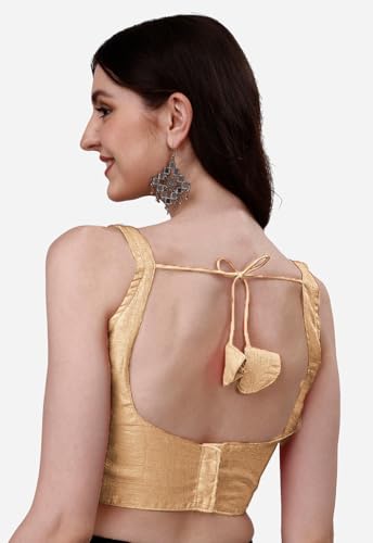 Image of Pujia Mills Women's Heavy Phantom Silk Bollywood Style Sleeveless Trendy Blouse(Veda)