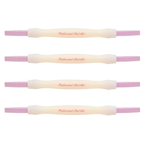 ERINGOGO Lima per Unghie a Doppia Estremità in Quarzo 4 Pezzi Bastoncino per Rimozione Cuticole e Tampone Lucidante Strumento Portatile per Manicure e Pedicure Domestica e Professionale