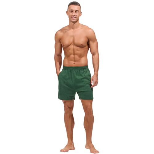 Image of AMY COULEE Mens Lounge Shorts 4 inch Pajama Lightweight Cotton Sleep Bottoms with Pockets