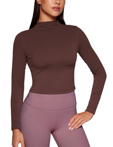 CRZ YOGA Butterluxe Mock Neck Long Sleeve Shirts for Women