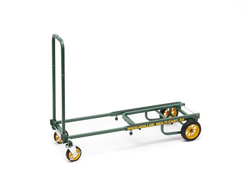 Rock-N-Roller R2RT-GR (Micro) 8-in-1 Folding Multi-Cart/Hand Truck/Dolly/Platform Cart/26" to 39" Telescoping Frame/350 lbs. Load Capacity, Green