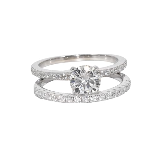 Moissanite Diamond Wedding Band Ring Set, 1.19Ct Round Cut VVS1, 925 Sterling Silver