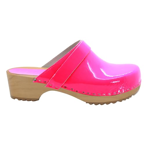 Image of Bjork Maja Wood Open Back Leather Clogs