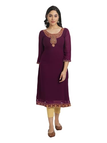 Image of Femvy Designer Georgette Embroidred Kurti for Women 82