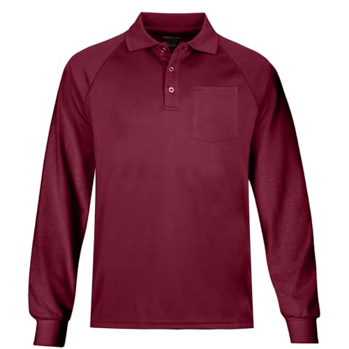 Polo de golf manches longues homme rouge vin taille 6XL respirant