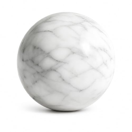 SIRIZEN-DIVING White Marble Decorative Sphere, 8cm Natural Stone Orb