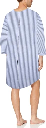 Men's Woven Sleep Gown Long Sleeve Cotton/Poly Front and FULL BACK SNAPS CLOSURE Comfortable Pajama sleepwear3