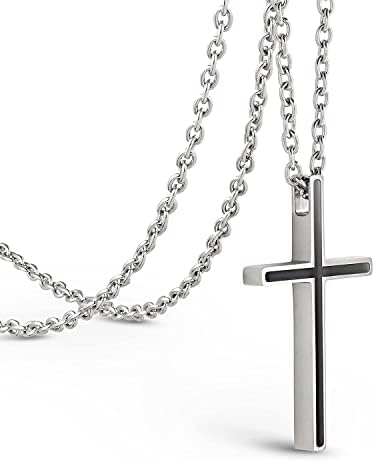 Cross Necklace For Men - Long Stainless Steel Necklace For Men With Cross Pendant By Galis Jewelry - Mens Cross Necklace