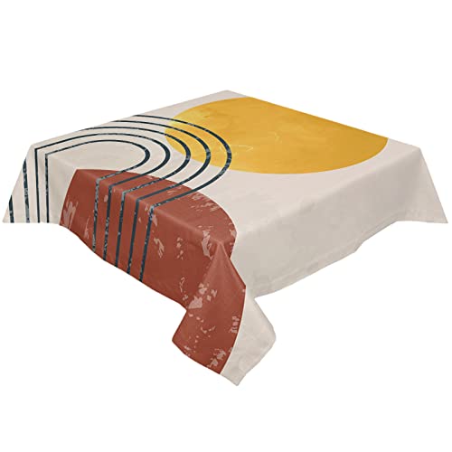 Square/Round Tablecloth 54X54Inch, Mid-Century, Vinyl Table Covers Waterproof Oilcloth Table Cloth Linens, Farmhouse Tablecloths For Outdoor Dining Wedding Party Camping, Modern Abstract Art #TOP13