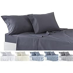 Sabanas Cama 180 Carrefour Todocama – Juego de Sábanas de 4 Piezas – Sábana Bajera Ajustable – Encimera - Dos Fundas de Almohada de 50x80cm. (Cama 180-180x190/200 cm, Gris Oscuro)